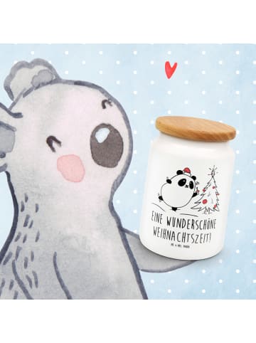 Mr. & Mrs. Panda Teedose Panda Weihnachtszeit mit Spruch in Weiß