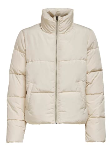 JACQUELINE de YONG Short Puffer Jacke Steppjacke Stehkragen Gefüttert in Creme