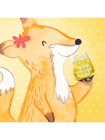 Mr. & Mrs. Panda Blümchentail Glas Otter Valentine mit Spruch in Transparent