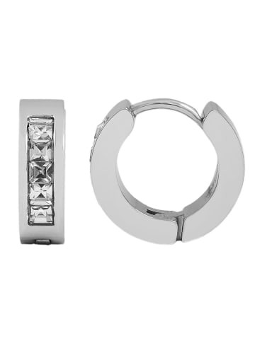 Adeliás Damen Ohrringe – Creole aus Edelstahl mit Strass Steinchen in silber