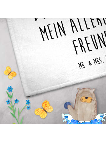 Mr. & Mrs. Panda Handtuch Bär und Hase Umarmen mit Spruch in Weiß