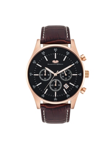 Rhodenwald & Söhne Herren Chronograph roségold Echtleder dunkelbraun in dunkelbraun