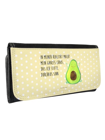 Mr. & Mrs. Panda Damen Portemonnaie Avocado Glücklich mit Spruch in Gelb Pastell