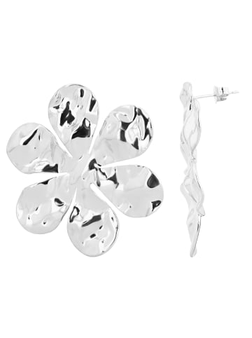 Adeliás Damen Ohrringe – Ohrstecker Blume aus Edelstahl in silber