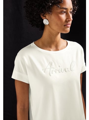 Street One Shirt mit Wording-Stickerei in Weiß