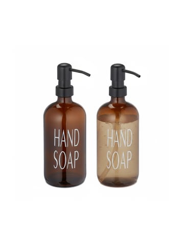 relaxdays 2 x Glas Seifenspender in Braun - 500 ml