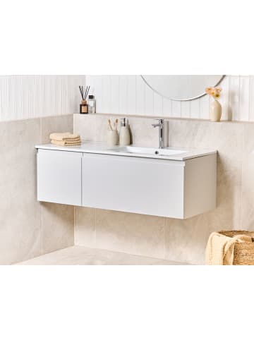 Beliani Badezimmerschrank mit Waschbecken COROICO in Grau/Weiß