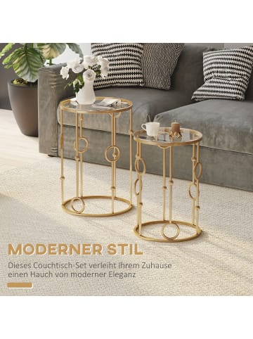 HOMCOM Couchtisch-Set-41L x 41B x 57H cm-Gold
