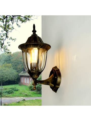 Licht-Erlebnisse Außen Wandlampe (B)16.5 x (H)35 cm in Gold Antik