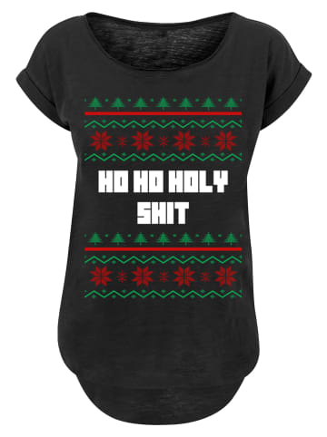 F4NT4STIC Long Cut T-Shirt Ho Ho Holy in schwarz