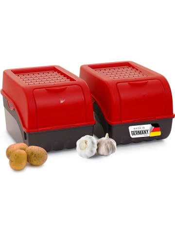 Novaliv Kartoffel Aufbewahrungsbox | 2x mitel 5L | ROT | Kartoffelbox | Gemüse in Rot