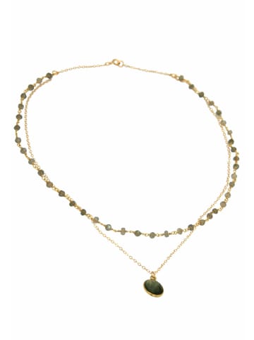Gemshine Halskette mit Anhänger Choker Labradorit in gold coloured
