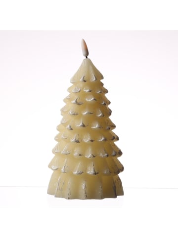 MARELIDA LED Kerze Tannenbaum flackernd Echtwachs H: 20cm in creme