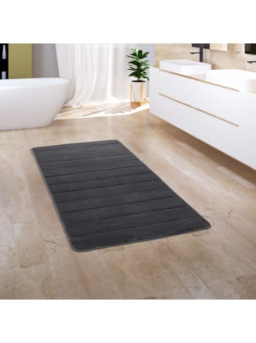 KADIMA DESIGN Waschbarer Teppich Badezimmer waschmaschinenwaschbar Streifen 3D in Dunkelgrau