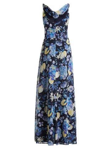 Vera Mont Cocktailkleid mit Wasserfallausschnitt in Dunkelblau/Blau