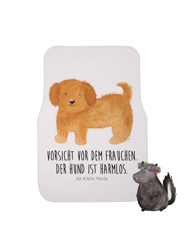 Mr. & Mrs. Panda Fahrer Autofußmatte Hund Flauschig mit Spruch in Weiß