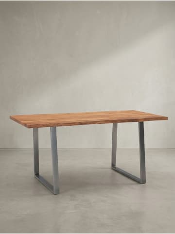 KADIMA DESIGN Schreibtisch Massivholz Chromgestell, XL Format Handgefertigt