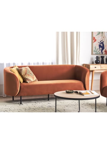 Beliani 3-Sitzer Sofa LOEN in Orange/Schwarz - (W) 200 x (H) 79 x (L) 70 cm