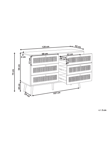 Beliani Kommode PEROTE in Braun/Gold - (W) 120 x (H) 75 x (L) 42 cm
