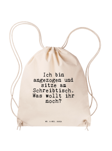 Mr. & Mrs. Panda Sportbeutel Ich bin angezogen und... mit Spruch in Creme