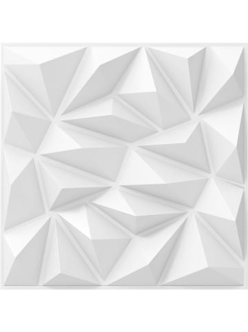 COSTWAY 20 Stück 3D Wandpaneele Diamant 50x50cm in Weiß