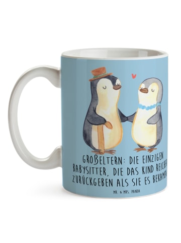 Mr. & Mrs. Panda Tasse Großeltern Babysitter mit Spruch in Blau Pastell