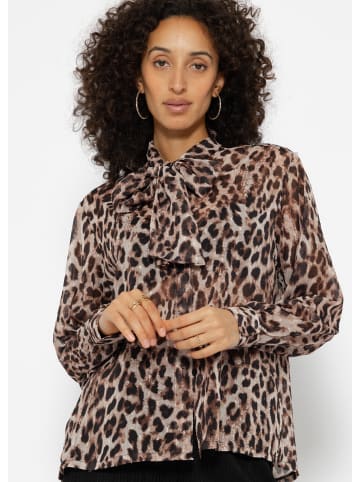 SASSYCLASSY Schluppenbluse mit Leopardenmuster in Braun