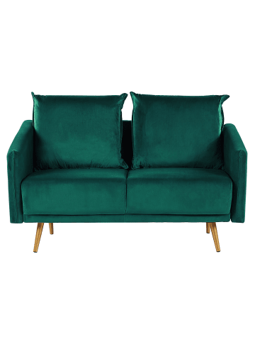 Beliani 2-Sitzer Sofa MAURA in Grün/Gold - (W) 130 x (H) 83 x (L) 78 cm