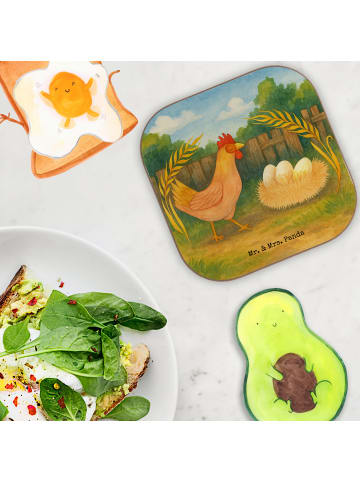 Mr. & Mrs. Panda Glasuntersetzer Huhn Stolz Design ohne Spruch in Weiß