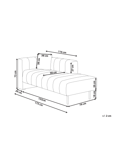 Beliani Chaiselongue LANNILS in Rosa/Schwarz - (W) 173 x (H) 73 x (L) 79 cm linksseitig