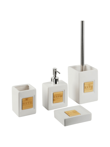 Beliani 4-tlg Badezimmer-Zubehör KOUROU in Beige/Braun