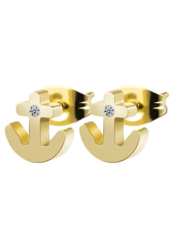 Adeliás Damen Ohrringe – Ohrstecker aus Edelstahl mit Strass Steinchen in gold