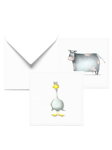 Dori's Prints Grußkarte | 2er Set Karten mit Ente und Kuh