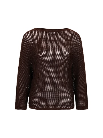 Zero  Lochstrick-Pullover mit Glitzersteinen in Chicory Coffee