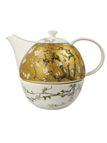 Goebel Teekanne mit Stövchen " Van Gogh- Mandelbaum " in Bunt