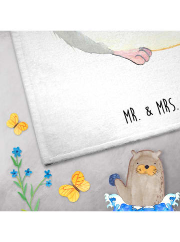 Mr. & Mrs. Panda Handtuch Chinchilla Blume ohne Spruch in Weiß
