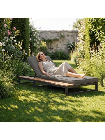 ABRIHOME Loungesessel in Grau mit Regal verstellbarer Rückenlehne, Linke Seite