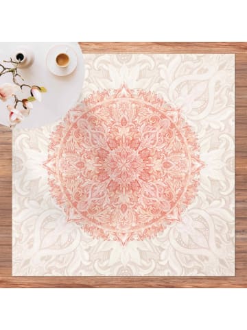 WALLART Vinyl-Teppich - Mandala Aquarell Ornament beige orange in Creme-Beige