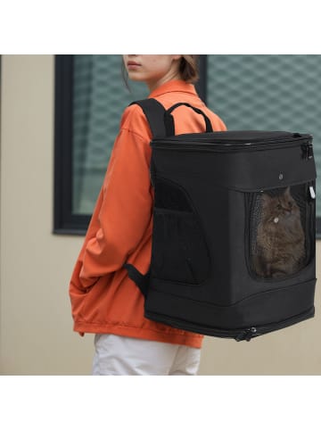 Home Nature Wohnkonzept Haustier Rucksack klappbar mit Netzfenster in Schwarz 31.5x31.5x42 cm