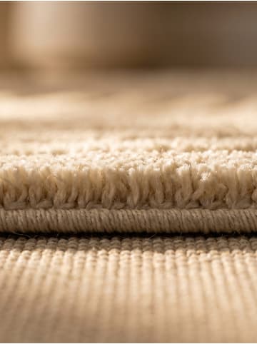 KADIMA DESIGN Hochflorteppich 3D Bögen Boho Waschbar Wohnzimmer in Creme