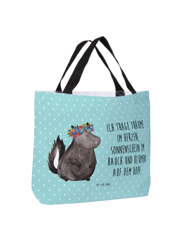 Mr. & Mrs. Panda Tote Bag Stinktier  mit Spruch in Türkis Pastell