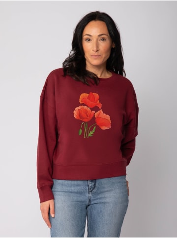 wat? Apparel Sweatshirt Poppy Flowers in Weinrot
