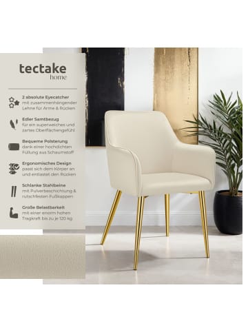 tectake Armlehnstuhl in Samtoptik, gepolstert, 55 x 63,5 x 86,5 cm