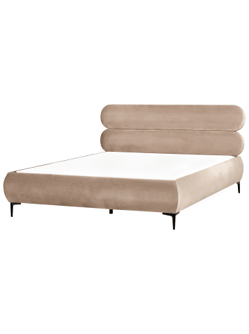 Beliani 2-tlg Doppelbett LESSAY in Beige/Schwarz