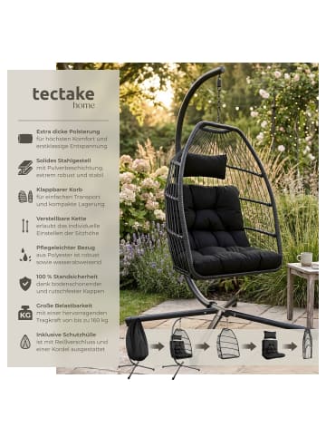 tectake Schwebesessel mit extra dickem Sitz- und Kopfkissen, bis 160 kg