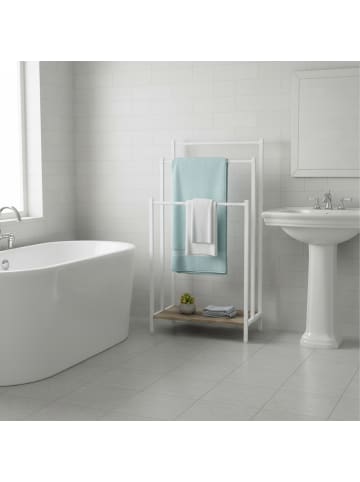 relaxdays Handtuchständer in Natur/ Weiß - (B)43 x (H)81 x (T)28 cm