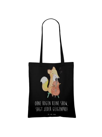 Mr. & Mrs. Panda Shopping Tasche Geige Bogen mit Spruch in Schwarz