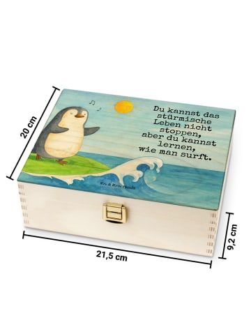 Mr. & Mrs. Panda Teedose Pinguin Surfer Design mit Spruch in Weiß