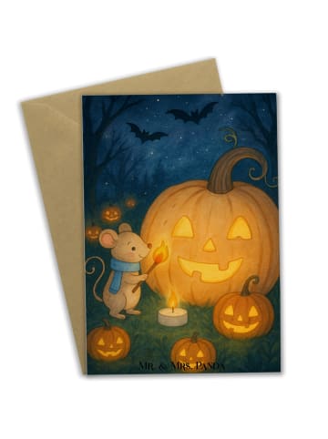Mr. & Mrs. Panda Glückwunschkarte Kürbis Maus Design ohne Spruch in Weiß