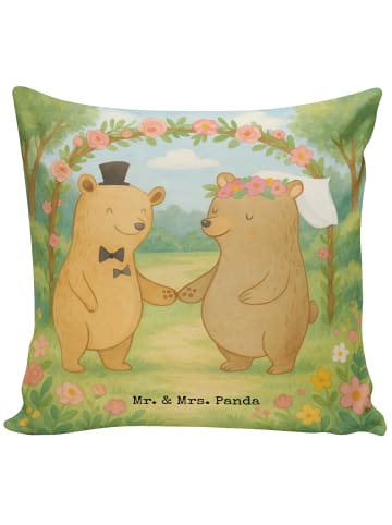 Mr. & Mrs. Panda Kopfkissen Bären Heirat Design ohne Spruch in Weiß